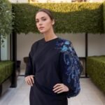 Japanese crepe hand embroidered abaya with luxurious design