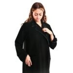 Black formal abaya with a luxurious collar for evening parties and events