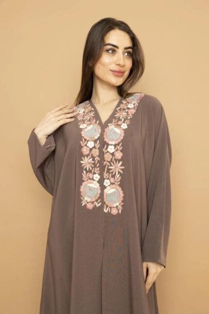 Luxurious colorful abaya with floral design and luxurious crepe fabric