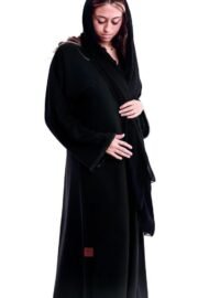 Classic abaya with black beads and crepe fabric with a luxurious and elegant design