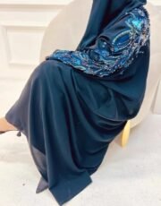 Japanese crepe hand embroidered abaya with luxurious design