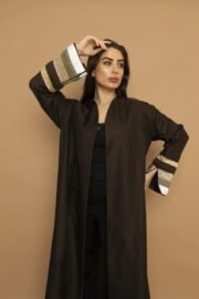 Classic hand embroidered abaya in sleeves - Image 5
