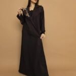 Soft rose embroidery abaya with elegant design