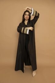 Classic hand embroidered abaya in sleeves