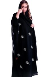 عباية نص بشت تطريز نباتي – تصميم ملكي من عباية ثريد