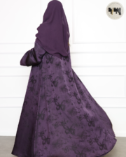 ⁦عباية موف بقماش مشجر – لون أنثوي بنقوش طبيعية للسهرات⁩ - الصورة ⁦2⁩